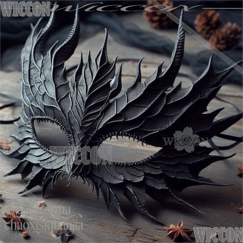 Black Face Mask Pack - Black Dragonscale Masquerade Mask Cosplay Horror