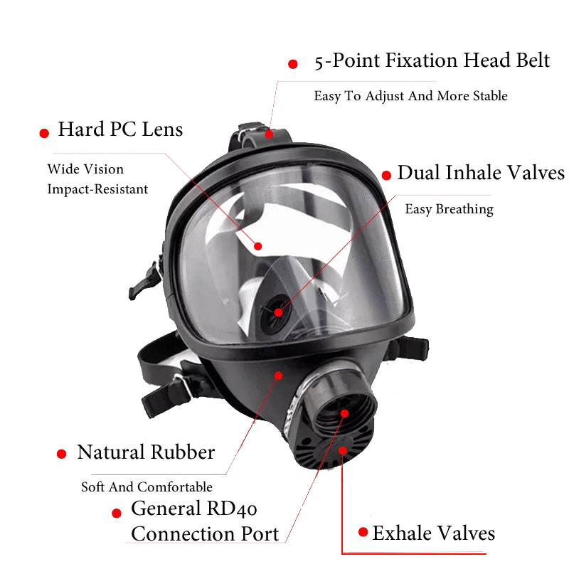 Black Full Face Gas Mask Milit - Anti Pollution Mask ulasan dan harga