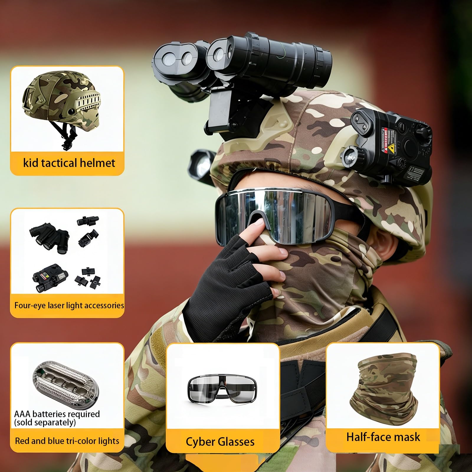 YCTAC Kids Tactical Helmet Set - Kids Face Mask ulasan dan harga