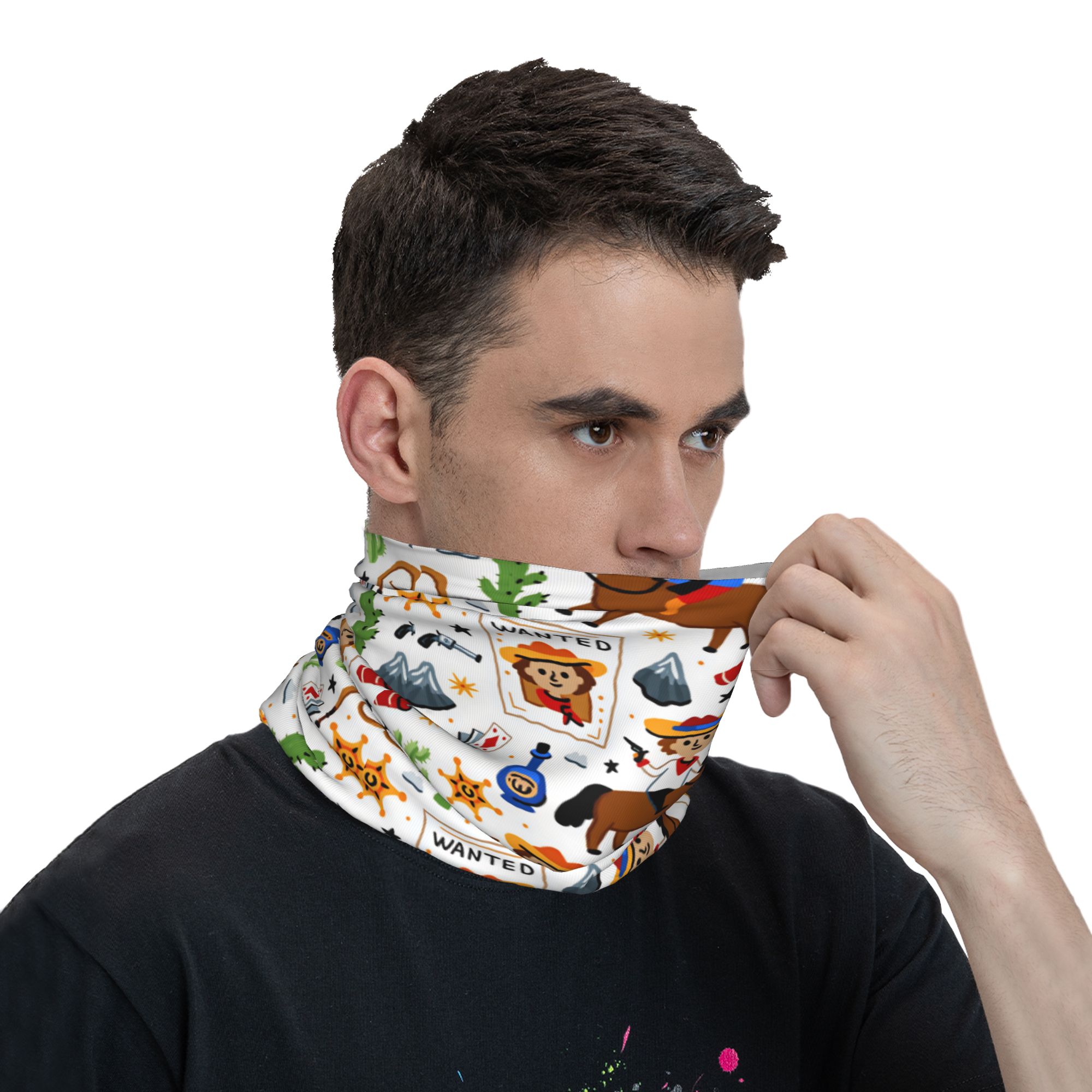 Cartoon Kids Western Cowboy Ba - Kids Face Mask ulasan dan harga