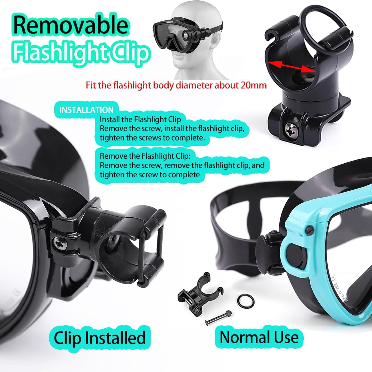 Scuba Diving Mask with Flashli - Silicone Mask Bracket ulasan dan harga