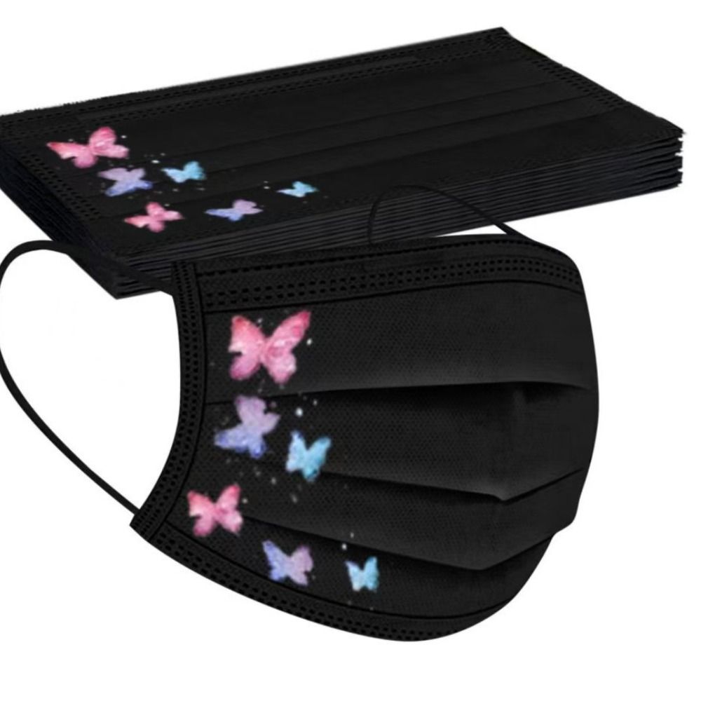 10pcs Colorful Butterfly Print - Cloth Face Mask Washable ulasan dan harga