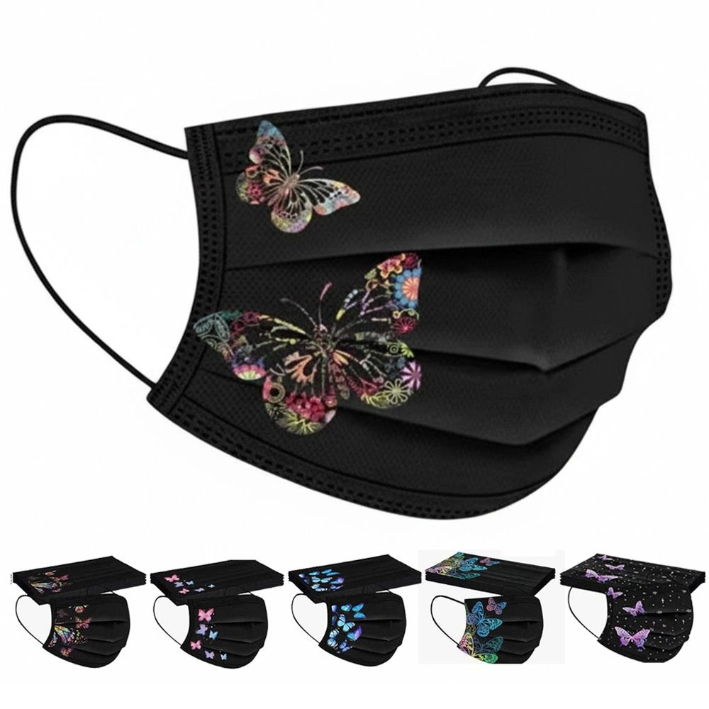 10pcs Colorful Butterfly Print - Cloth Face Mask Washable ulasan dan harga